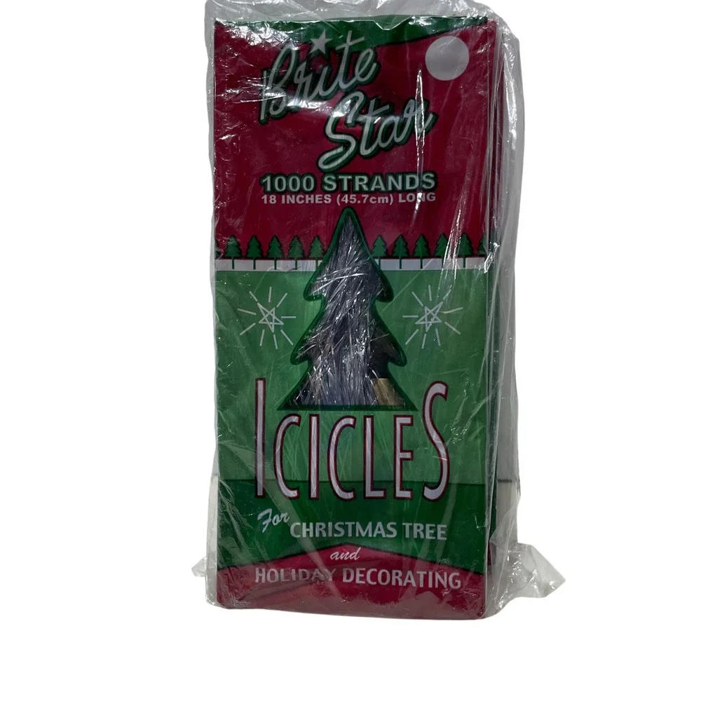Vtg Brite Star Tinsel Christmas Tree Icicles Silver NOS 18
